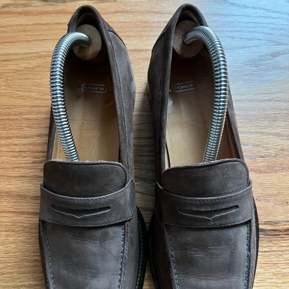 Vintage Coach Whitney chocolate brown nubuck loafers women's 6.5B Italy - Picture 2 of 13